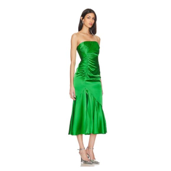 Cinq à Sept Women's Valmore Ruched Satin Midi Dress Size 6‎ - Picture 4 of 10